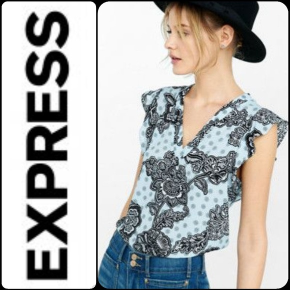 Express Tops - Express flutter sleeve v neck top